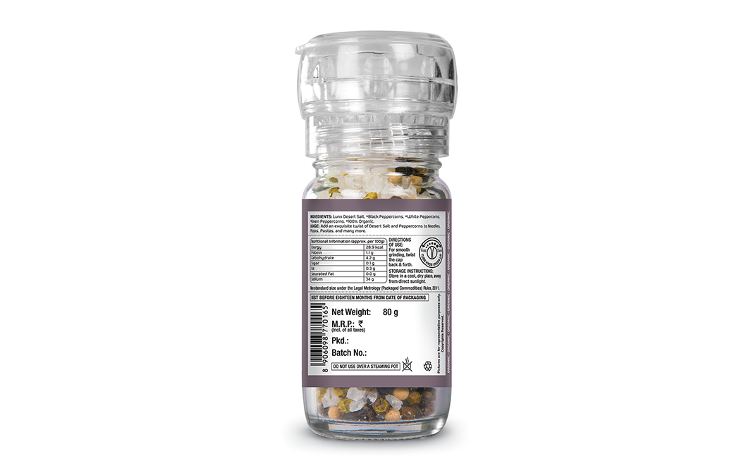 Lunn Desert Salt & Pepper Mix   Glass Bottle  80 grams